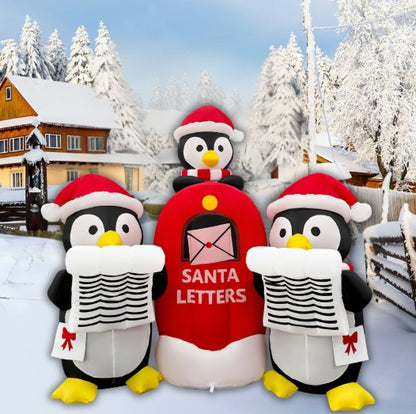 GOOSH 6.5FT Christmas Penguin Mailbox Inflatable Outdoor Yard Decoration