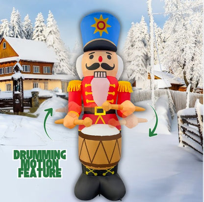 GOOSH 6FT Animated Drumming Nutcracker Inflatable Outdoor Christmas Yard Decoration