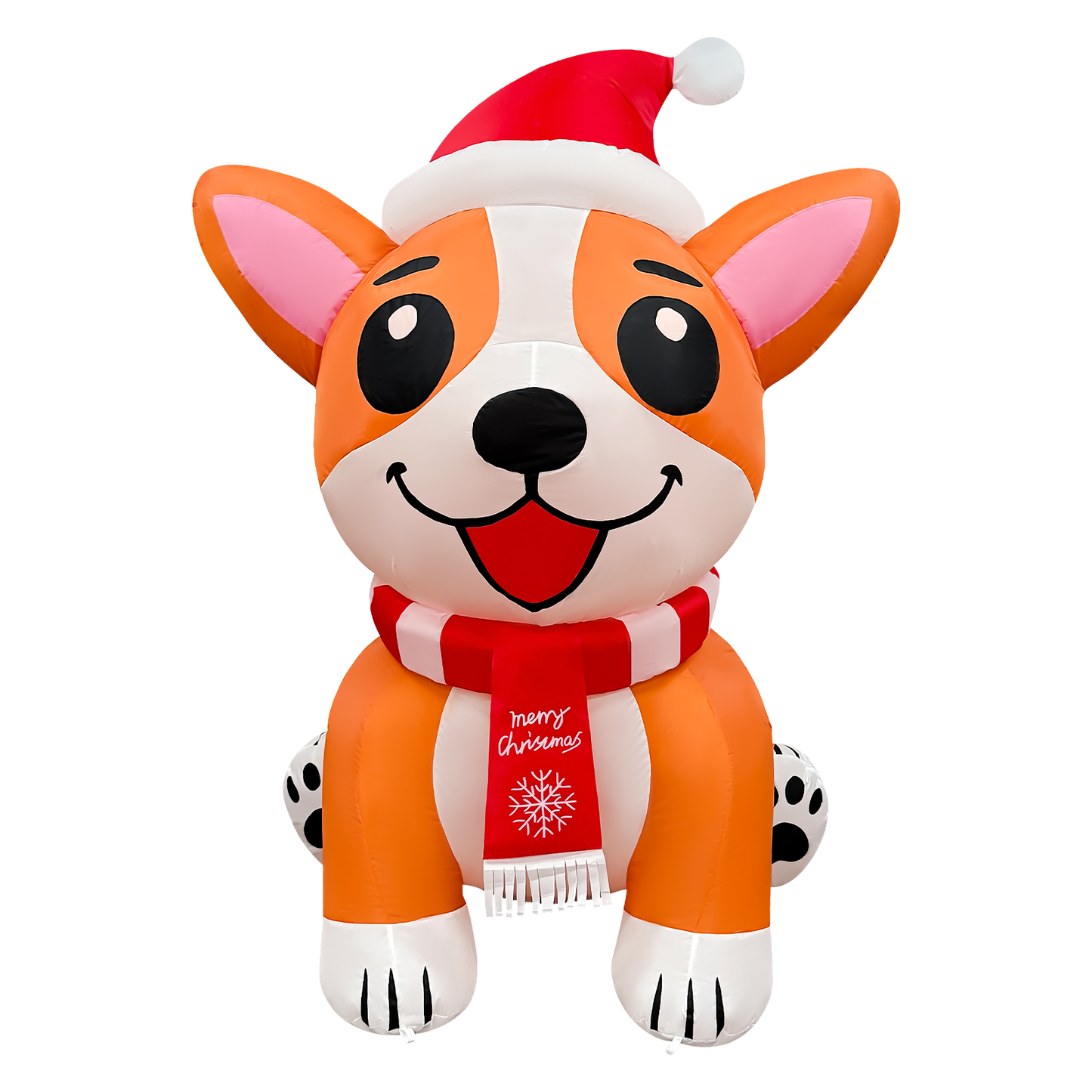 GOOSH 5.2FT Christmas Corgi Dog Inflatable with Santa Hat and LED Lights