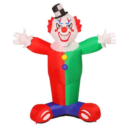 GOOSH 7.2 FT Halloween Inflatables Clown Outdoor Blow Up Yard Clown Decoration with LED Lights Built-in for Holiday Party Yard Garden