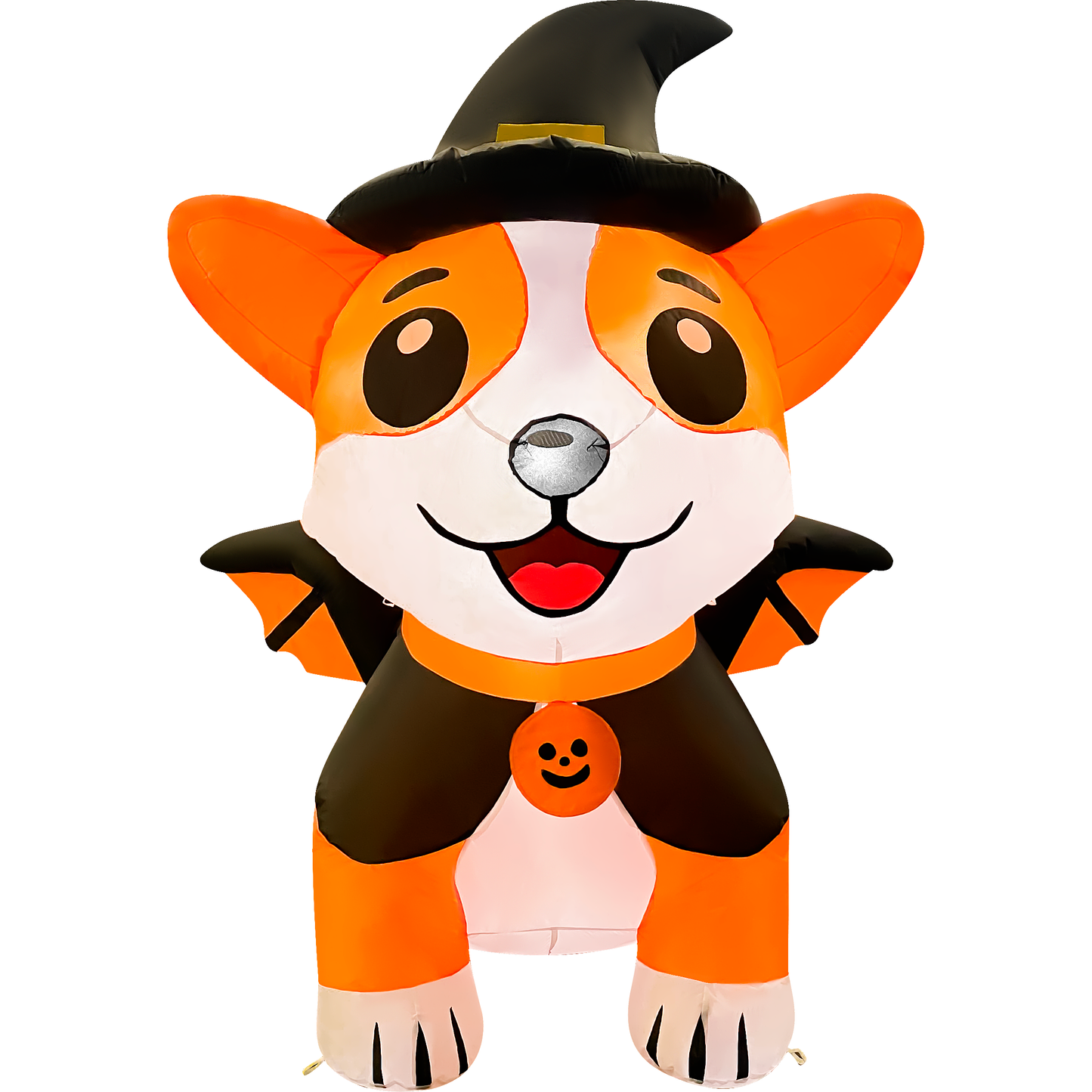 GOOSH 5.2FT Inflatable Halloween Dog with Witch Hat and Cape – Light-Up Yard Decoration