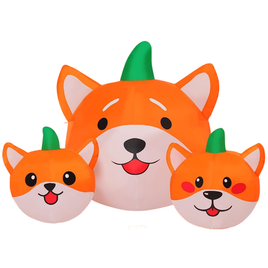 GOOSH 5 FT Long Halloween Inflatables Pumpkin Dog Outdoor Decorations Blow Up Yard Dog Head Combo Decoration with Built-in LEDs for Indoor Party Garden Lawn Holiday Decor