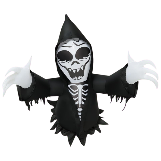 GOOSH 4.2 FT Halloween Inflatables Grim Reaper Broke Out from Window Outdoor Decorations Blow Up with Built-in LEDs for Halloween Party Indoor, Outdoor, Yard, Garden Decor