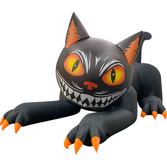 GOOSH 7.4FT Animated Inflatable Halloween Black Cat Light-Up Yard Decoration