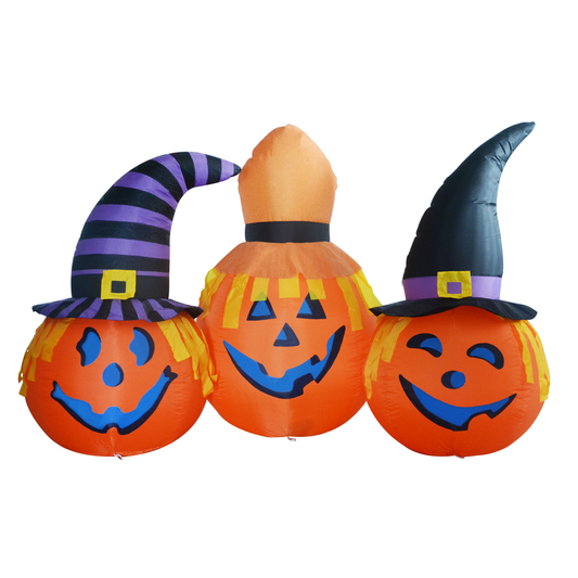 GOOSH 6.5 FT Halloween Inflatables Outdoor Pumpkin Combo with Wizard hat Blow Up Yard Decoration with LED Lights Built-in for Holiday Party Yard Garden