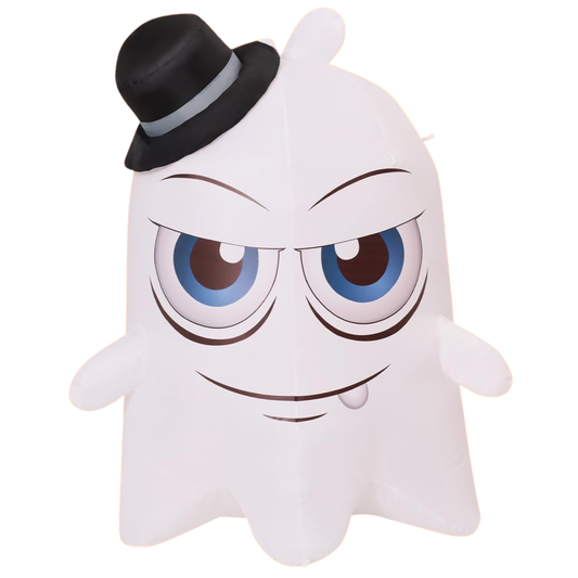 GOOSH Halloween Inflatables 5 FT Green Light Ghost with Big Eyes Halloween Blow Ups Decorations with Built-in Rotating LED Lights for Holiday Party Indoor Outdoor Yard Garden Lawn