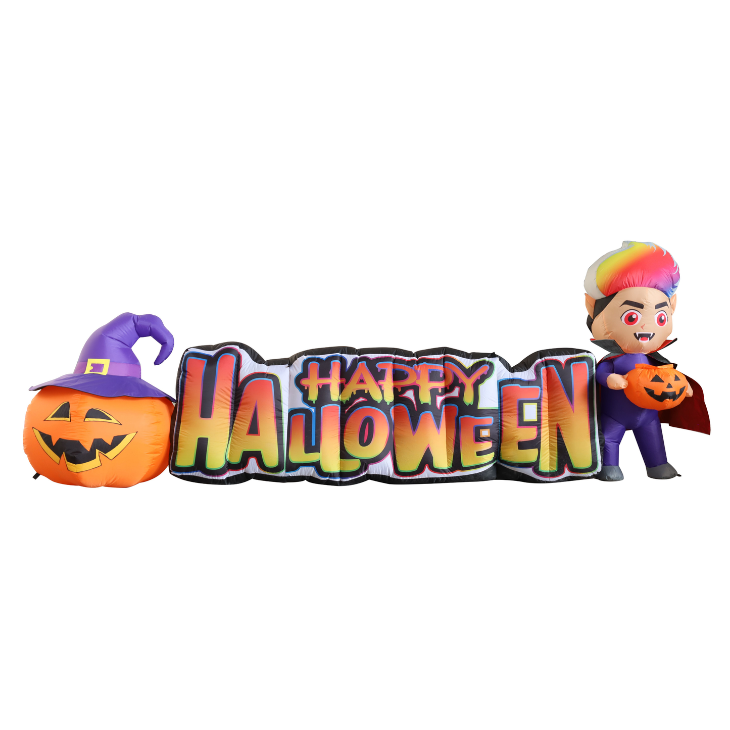 GOOSH 11.5 FT Happy Halloween Inflatables Outdoor Decorations Vampire with Pumpkin Halloween Blow Up Yard Decorations Long with LED Lights Holiday for Halloween Party Yard Garden Lawn