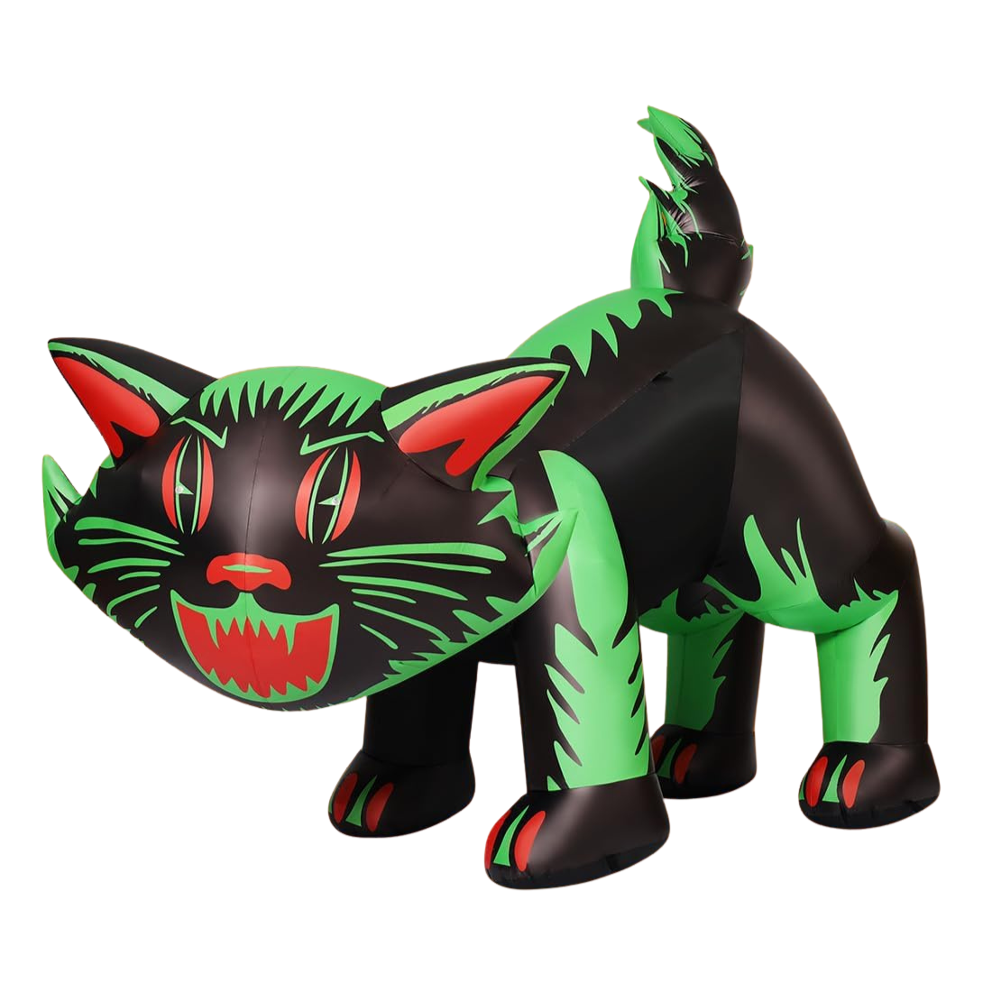 GOOSH 7 FT Halloween Inflatables Cat Outdoor Decorations Blow Up Yard Cat with Shakable Head with Built-in LEDs for Indoor Party Garden Lawn Decor