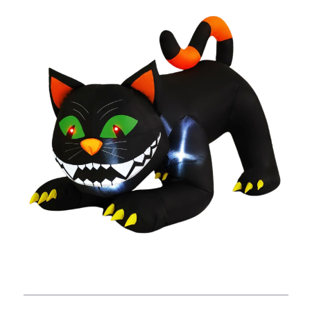 GOOSH 6ft Light-Up Inflatable Black Cat Halloween Yard Decoration