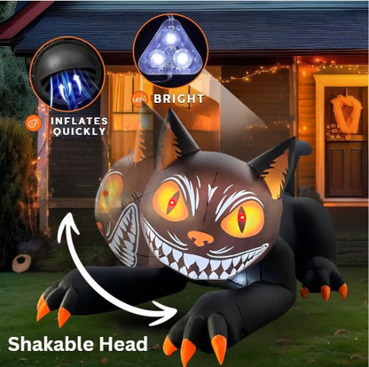 GOOSH 7.4FT Animated Inflatable Halloween Black Cat Light-Up Yard Decoration
