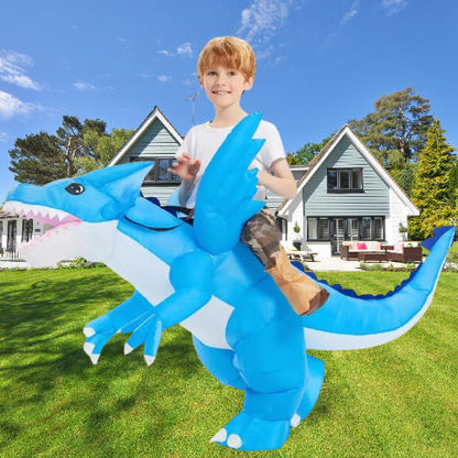 GOOSH Inflatable Dinosaur Costume Kids Halloween Blow up Costumes for Boys Girls Funny Riding Ice Dragon Air Costume for Party Cosplay