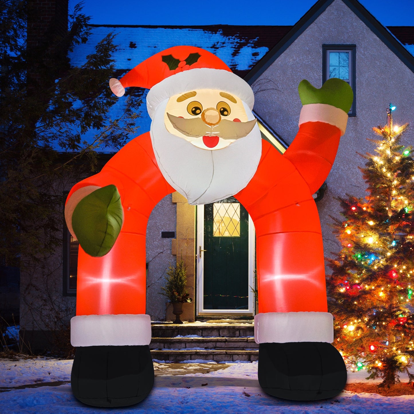 GOOSH 8FT Animated Dancing Santa Inflatable with Shaking Arms and LED Lights