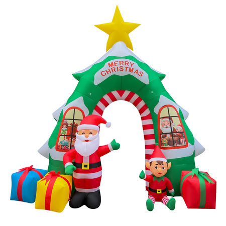 GOOSH 13FT Christmas Tree Arch Inflatable with Santa, Elf, Gifts, and LED Lights