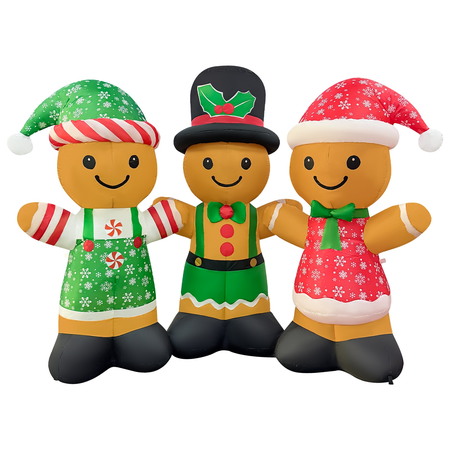 GOOSH 8FT Gingerbread Family Inflatable with LED Lights for Outdoor Christmas Décor