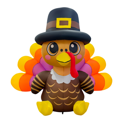 GOOSH 6FT Thanksgiving Pilgrim Turkey Inflatable Outdoor Yard Decoration