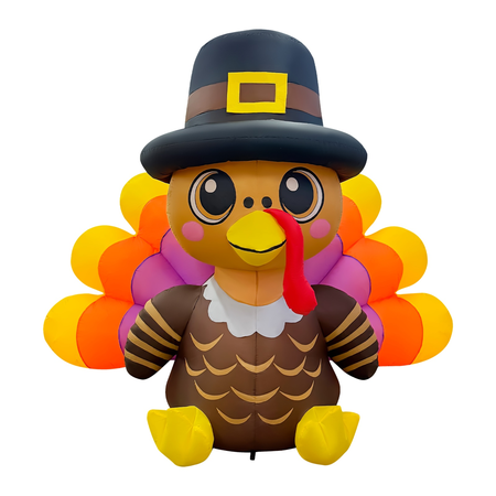 GOOSH 6FT Thanksgiving Pilgrim Turkey Inflatable Outdoor Yard Decoration