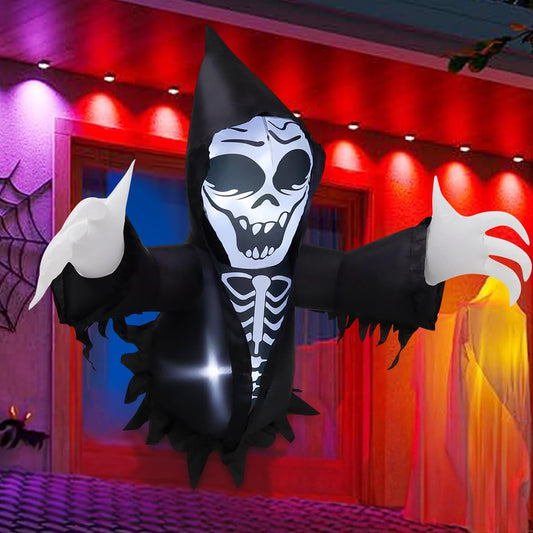 GOOSH 4.2 FT Halloween Inflatables Grim Reaper Broke Out from Window Outdoor Decorations Blow Up with Built-in LEDs for Halloween Party Indoor, Outdoor, Yard, Garden Decor