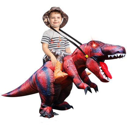 GOOSH Inflatable Dinosaur Costume Kids Halloween Blow up Costumes for Boys Girls Funny Riding T Rex Air Costume for Party Cosplay