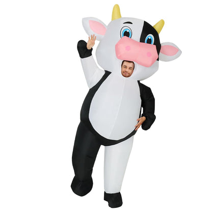 GOOSH Inflatable Cow Costume for Adluts Blow up Halloween Costumes Men Women 72IN Funny Blow up Cow Costume for Halloween Party Cosplay
