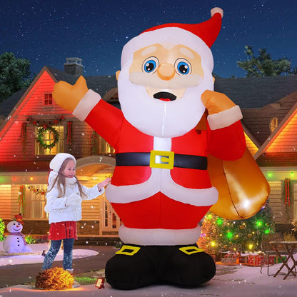 GOOSH 8.3 FT Christmas Inflatables Santa Claus Outdoor Decorations Blow Up Yard Santa Claus with Big Bag with Built-in LEDs for Garden Lawn Indoor Party Decor