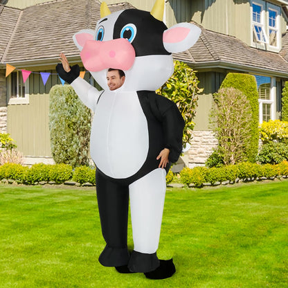 GOOSH Inflatable Cow Costume for Adluts Blow up Halloween Costumes Men Women 72IN Funny Blow up Cow Costume for Halloween Party Cosplay