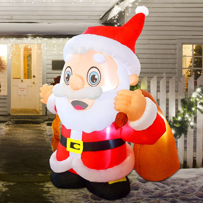 GOOSH 6.5 FT Santa Claus Christmas Inflatables Outdoor Decoration, Blow up Santa Decor with Big Bag, Built-in LED Lights for Garden Patio Lawn Home Indoor Holiday Party