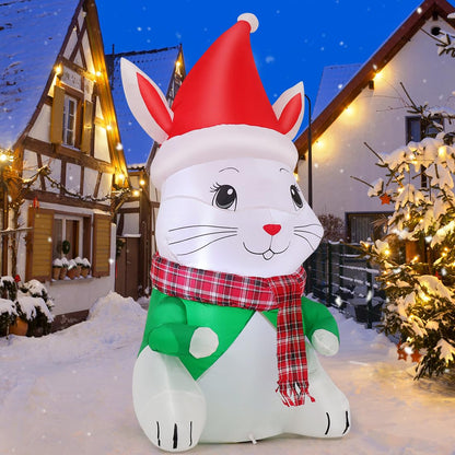 GOOSH 4.5 FT Christmas Inflatable Outdoor Decoration Blow Up Bunny Outdoor Christmas Yard Decoration Blow Up Outdoor Party Garden Yard