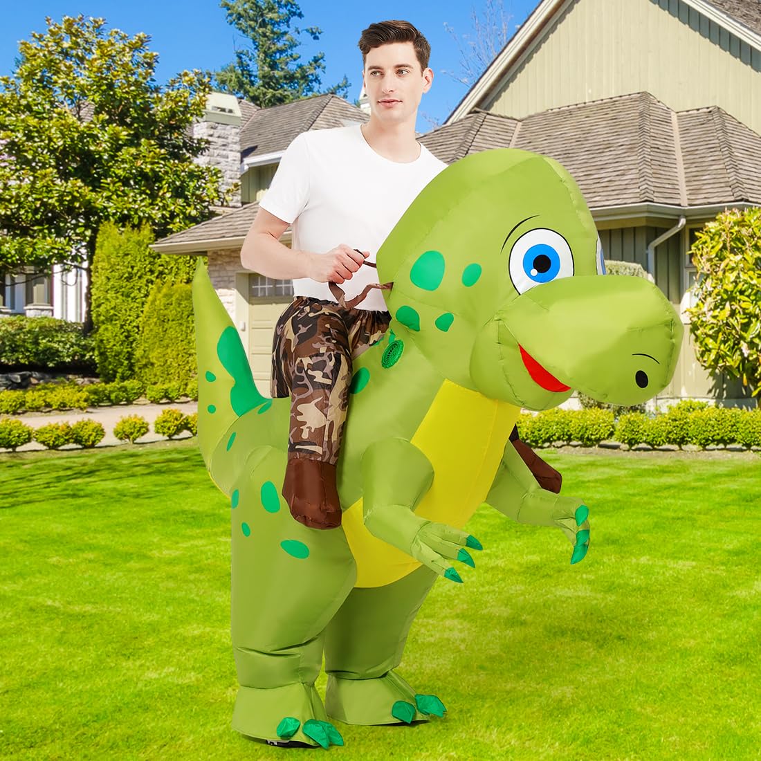 GOOSH Inflatable T-Rex Dinosaur Costume – Fun, Hilarious, and Realistic Blow-Up Dinosaur Outfit for Kids & Adults, Perfect for Halloween, Parties, and Special Events
