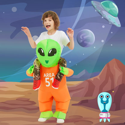 GOOSH Inflatable Costume for Kids Alien Costume Boys Girls Funny Blow up Halloween Costume for Halloween Fancy Party Cosplay