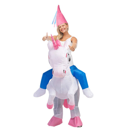 GOOSH Inflatable Unicorn Costume for Adult Halloween Costume Women Man Funny Blow up Costume for Halloween Party Cosplay
