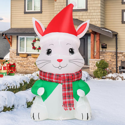 GOOSH 4.5 FT Christmas Inflatable Outdoor Decoration Blow Up Bunny Outdoor Christmas Yard Decoration Blow Up Outdoor Party Garden Yard