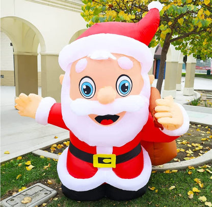 GOOSH 6.5 FT Santa Claus Christmas Inflatables Outdoor Decoration, Blow up Santa Decor with Big Bag, Built-in LED Lights for Garden Patio Lawn Home Indoor Holiday Party