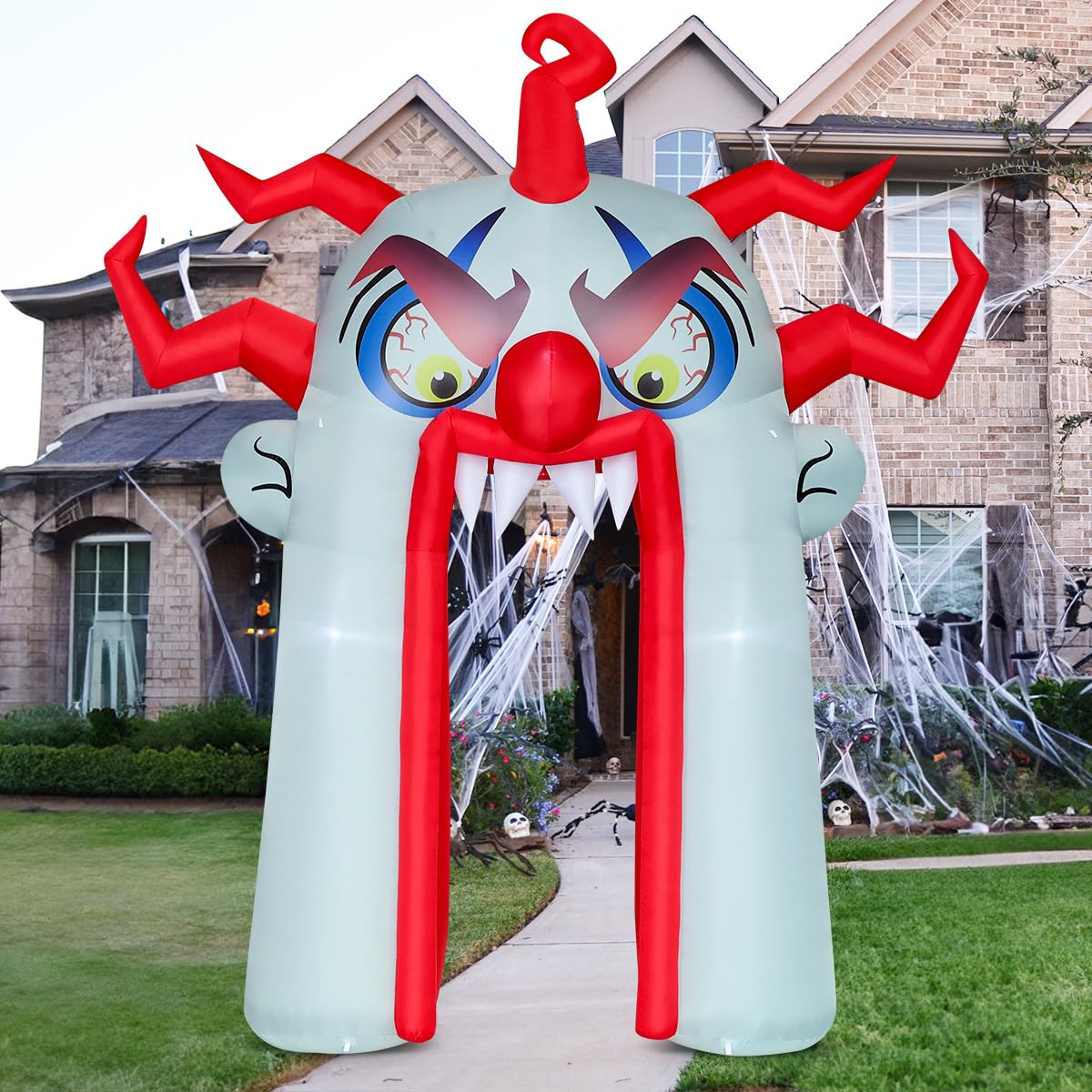 GOOSH 12.8 FT Halloween Inflatables Clown Archway Outdoor Decorations Blow Up Yard with Halloween Arch Built-in LEDs for Garden Lawn Indoor Party Decor