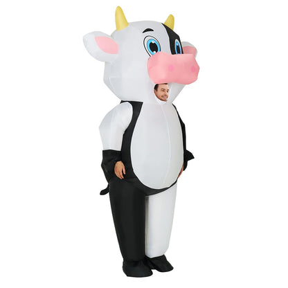 GOOSH Inflatable Cow Costume for Adluts Blow up Halloween Costumes Men Women 72IN Funny Blow up Cow Costume for Halloween Party Cosplay