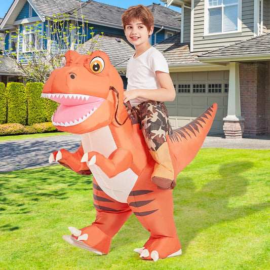 GOOSH Inflatable Dinosaur Costume Halloween Blow up Costumes for Boys Girls Funny Riding T Rex Air Costume for Party Cosplay
