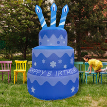 Load image into Gallery viewer, GOOSH Birthday Inflatables Outdoor Decorations Cake with Candle, Happy Birthday Blow Up Yard Decorations 5.5FT with Colorful Rotating LED Lights for Party Yard Garden Lawn (Blue)
