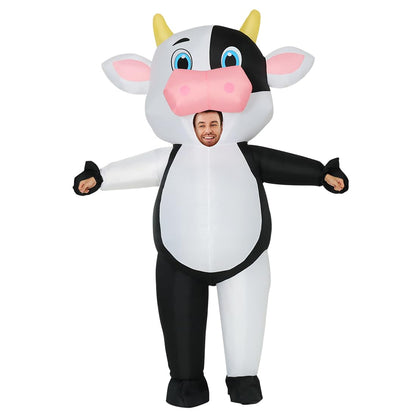 GOOSH Inflatable Cow Costume for Adluts Blow up Halloween Costumes Men Women 72IN Funny Blow up Cow Costume for Halloween Party Cosplay