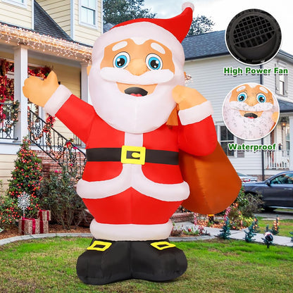 GOOSH 8.3 FT Christmas Inflatables Santa Claus Outdoor Decorations Blow Up Yard Santa Claus with Big Bag with Built-in LEDs for Garden Lawn Indoor Party Decor