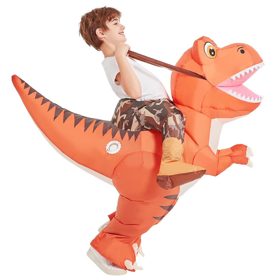 GOOSH Inflatable Dinosaur Costume Halloween Blow up Costumes for Boys Girls Funny Riding T Rex Air Costume for Party Cosplay