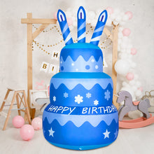 Load image into Gallery viewer, GOOSH Birthday Inflatables Outdoor Decorations Cake with Candle, Happy Birthday Blow Up Yard Decorations 5.5FT with Colorful Rotating LED Lights for Party Yard Garden Lawn (Blue)
