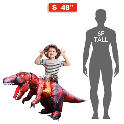 GOOSH Inflatable Dinosaur Costume Kids Halloween Blow up Costumes for Boys Girls Funny Riding T Rex Air Costume for Party Cosplay