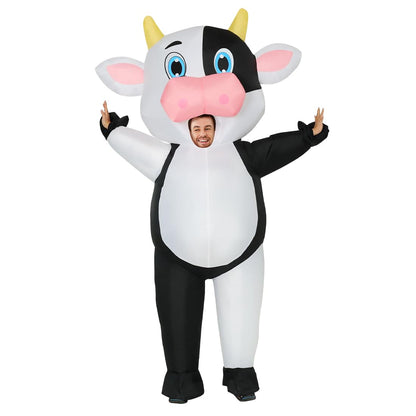 GOOSH Inflatable Cow Costume for Adluts Blow up Halloween Costumes Men Women 72IN Funny Blow up Cow Costume for Halloween Party Cosplay