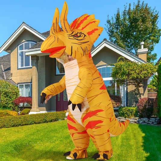 GOOSH Inflatable Triceratops Dinosaur Costume Adult Halloween Blow up Costumes for Women Men Triceratops Air Costume for Party Cosplay Unisex