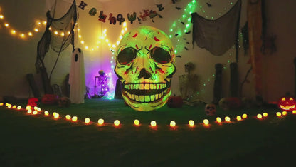 Goosh 3.6 FT Halloween Inflatables Skull Outdoor Decorations Blow Up Yard Scary Colorful Skeleton Skull with Built-in Changeable LEDs for Garden Lawn Indoor Party Decor