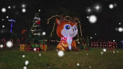 GOOSH 5 FT Christmas Inflatable Reindeer Outdoor Decoration Blow Up Yard Cute Deer with Built-in LEDs for Indoor Party Xmas Garden Lawn Decor