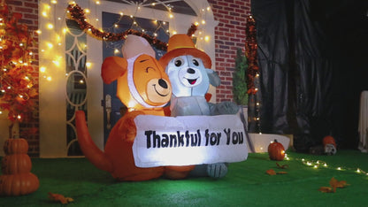 GOOSH 4.3 FT Thanksgiving Inflatable Dog Blow Up Yard Decorations for Fall Outdoor Garden Lawn Decor