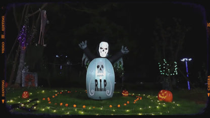 Goosh 5.3 FT Halloween Inflatables Ghost Tombstone Outdoor Decorations,Blow ups Scary Halloween Inflatable with Built-in LED Light for Party Indoor Yard Lawn Decor
