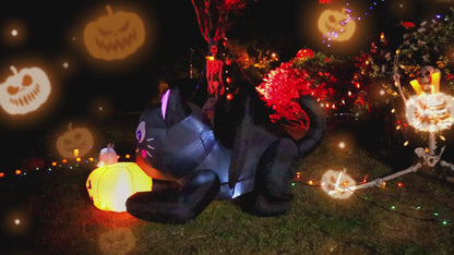 GOOSH 5ft Light-Up Inflatable Cat with Pumpkin Halloween Yard Decoration