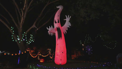 GOOSH 12 FT Halloween Inflatables Ghost Outdoor Decorations Blow Up Yard Giant Towering Terrible Spooky Flame Lamp Ghost with Built-in LEDs for Garden Lawn Indoor Party Decor