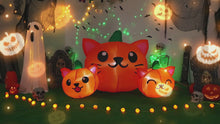 Load and play video in Gallery viewer, Halloween Inflatable 4FT Long Three Pumpkin Cat Head Combo with Built-in LEDs Blow Up Yard Decoration for Holiday Party Indoor, Outdoor, Yard, Garden, Lawn
